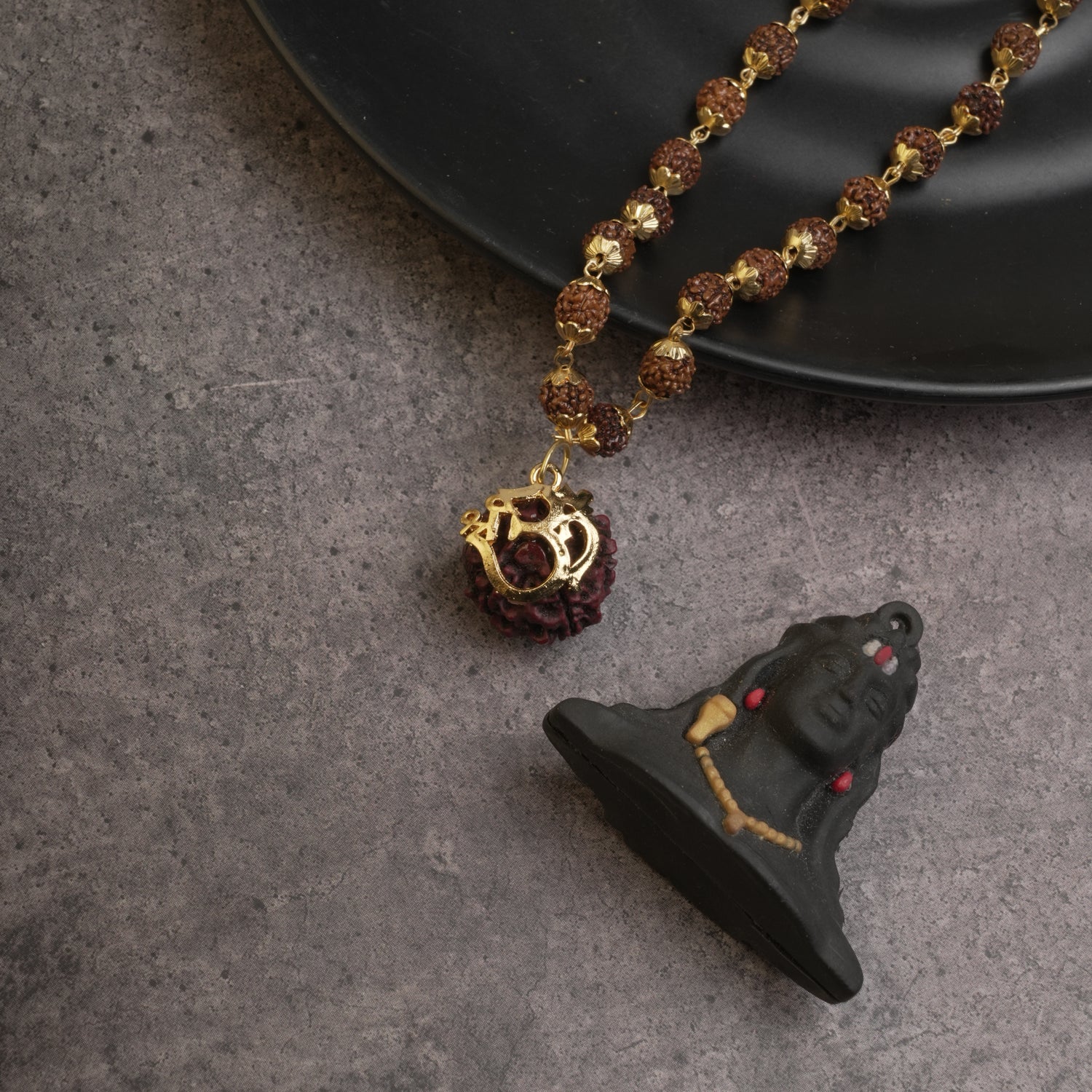 Gold Plated Shree Om Rudraksha Mala
