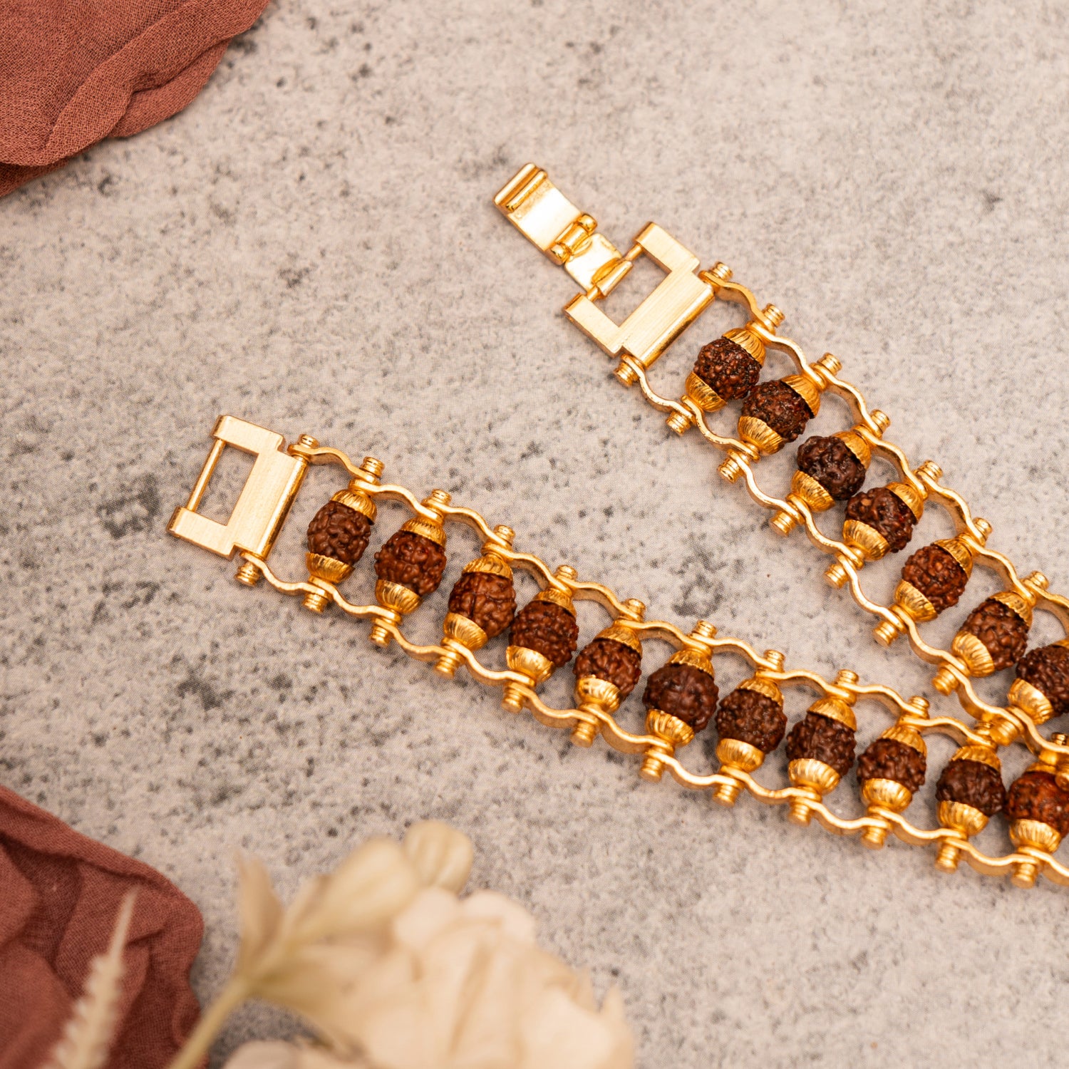 Gold Plated Rudraksha Premium Bracelet