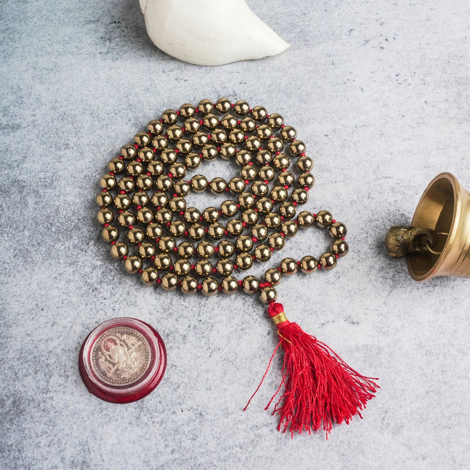 Golden Pyrite Stone - 108 Beads Mala