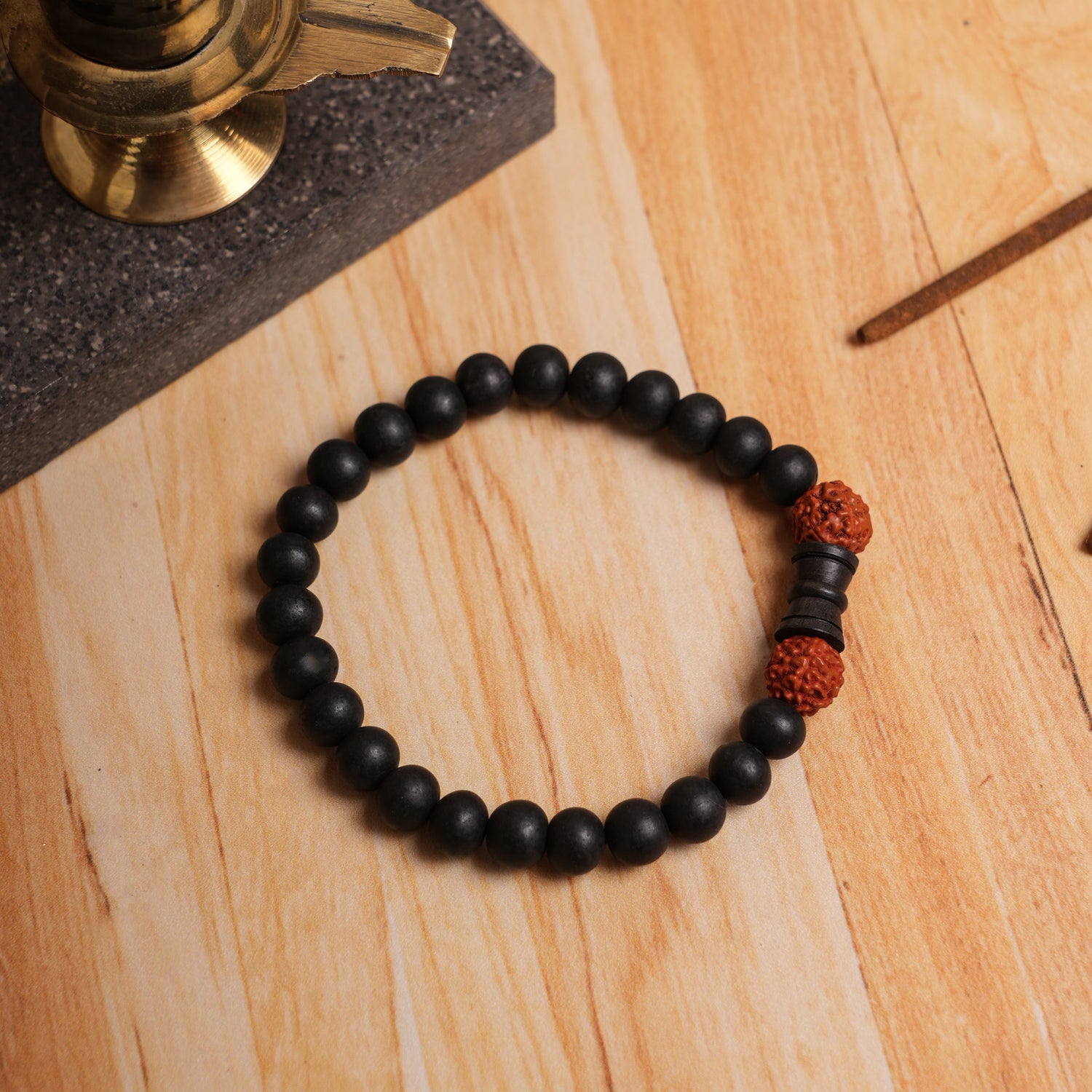 Karungali Rudraksha Damru Bracelet with Govt Certification