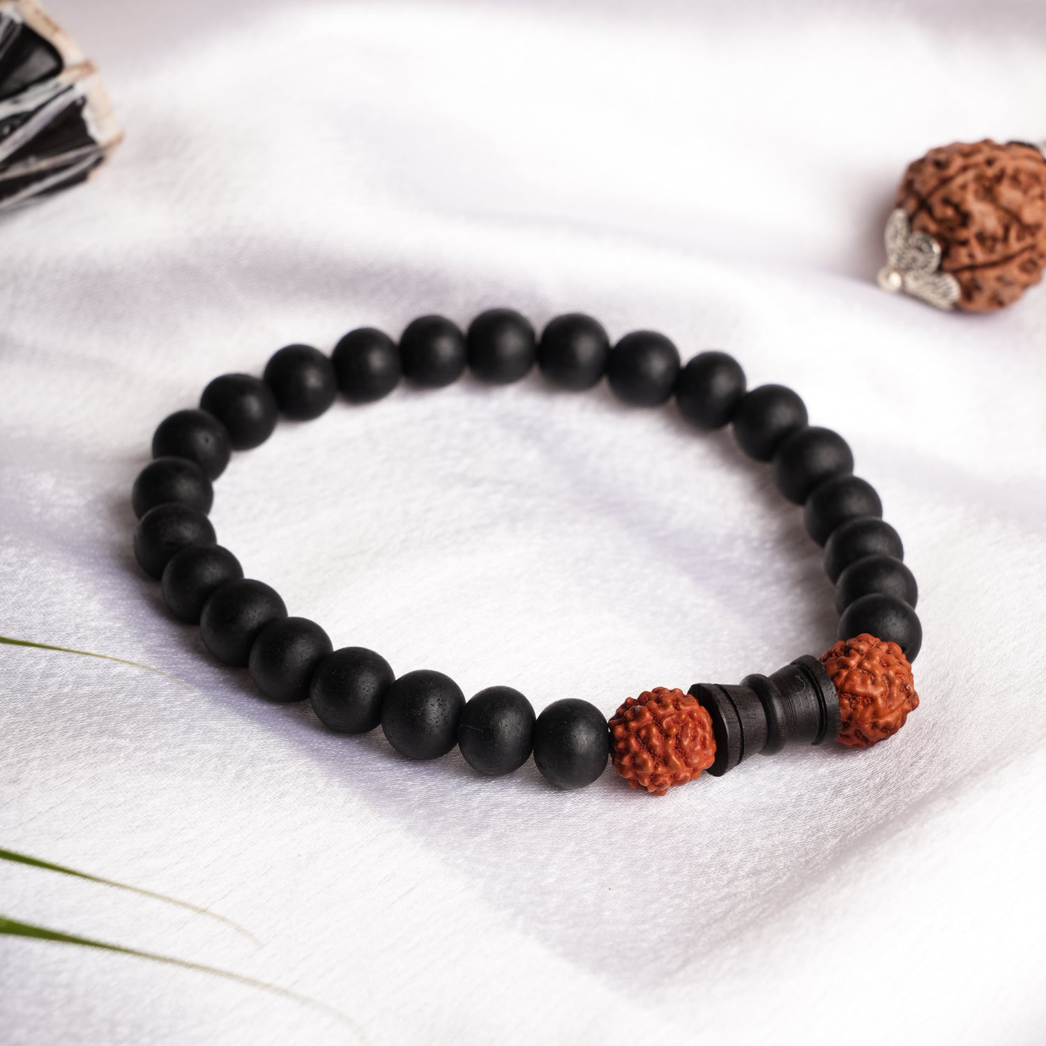 Karungali Rudraksha Damru Bracelet with Govt Certification