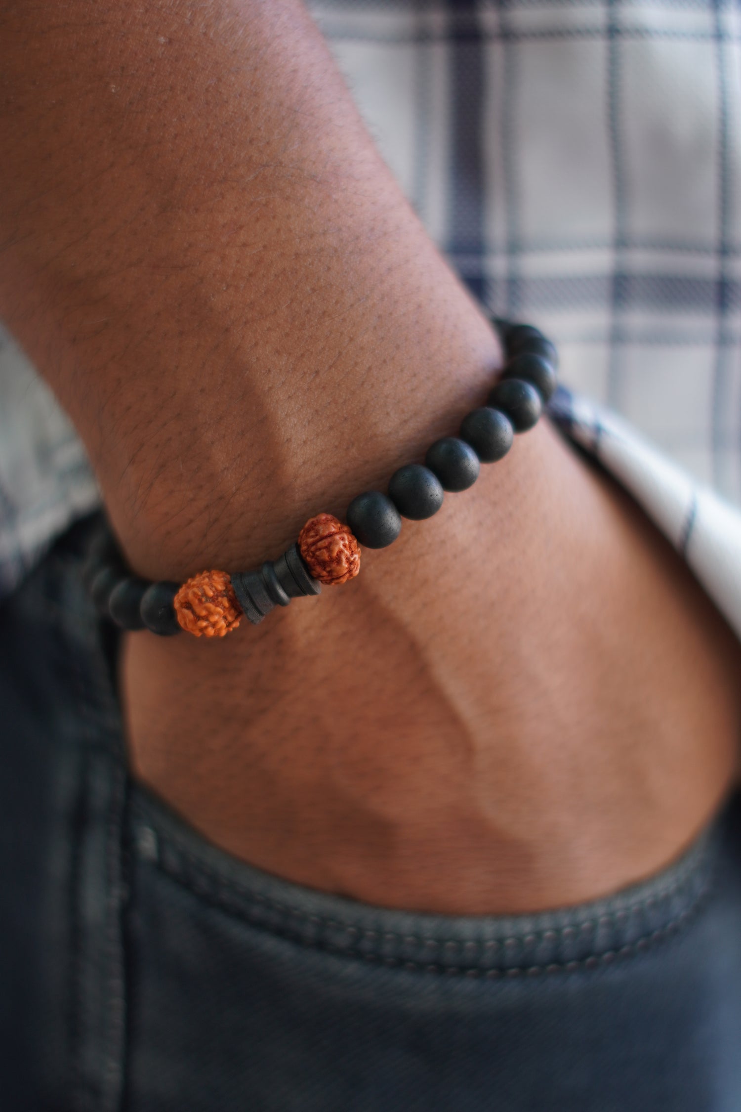 Karungali Rudraksha Damru Bracelet with Govt Certification