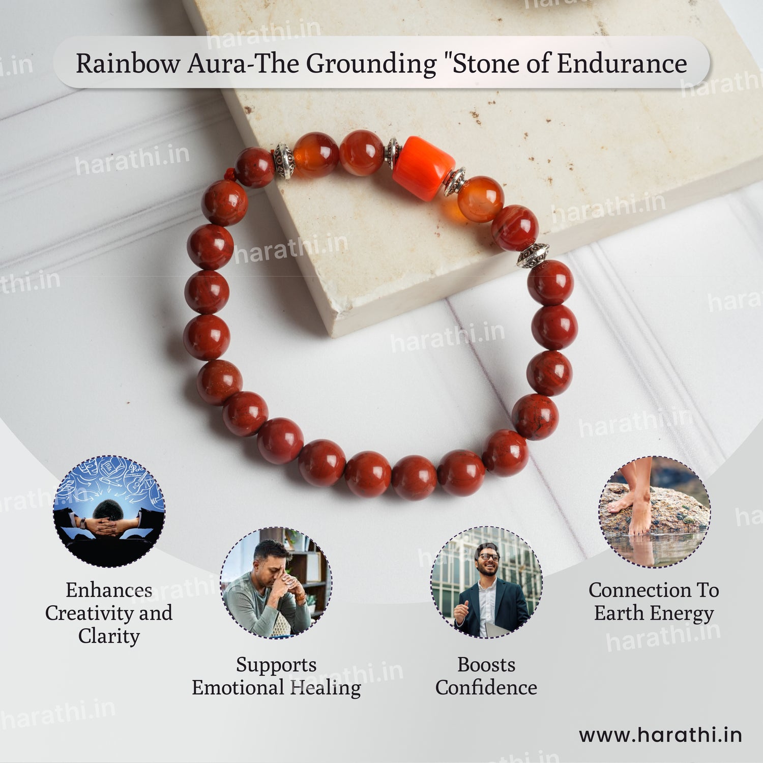 Red Jasper Bracelet- Aries Zodiac (Mesha Rashi)