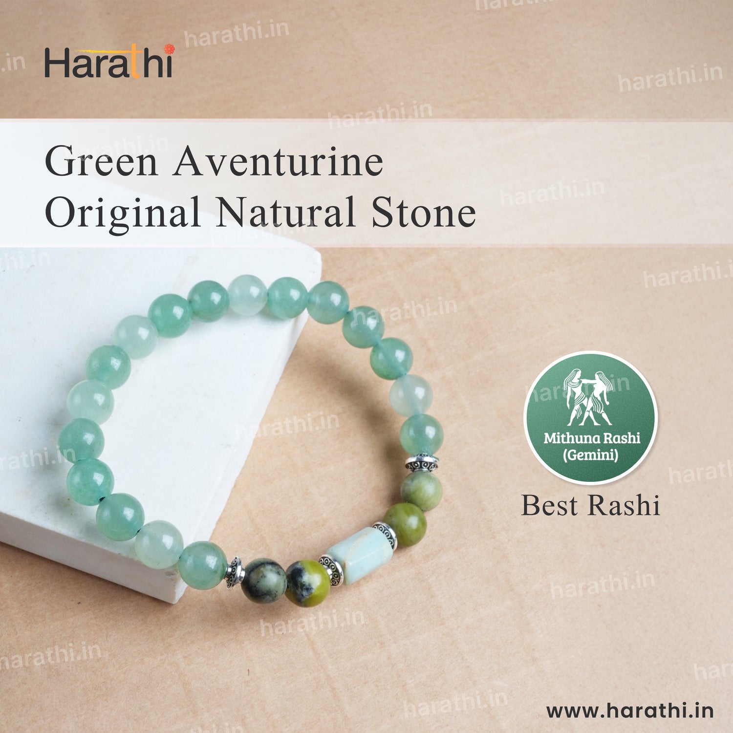 Green Aventurine Bracelet- Gemini Zodiac (Mithun Rashi)