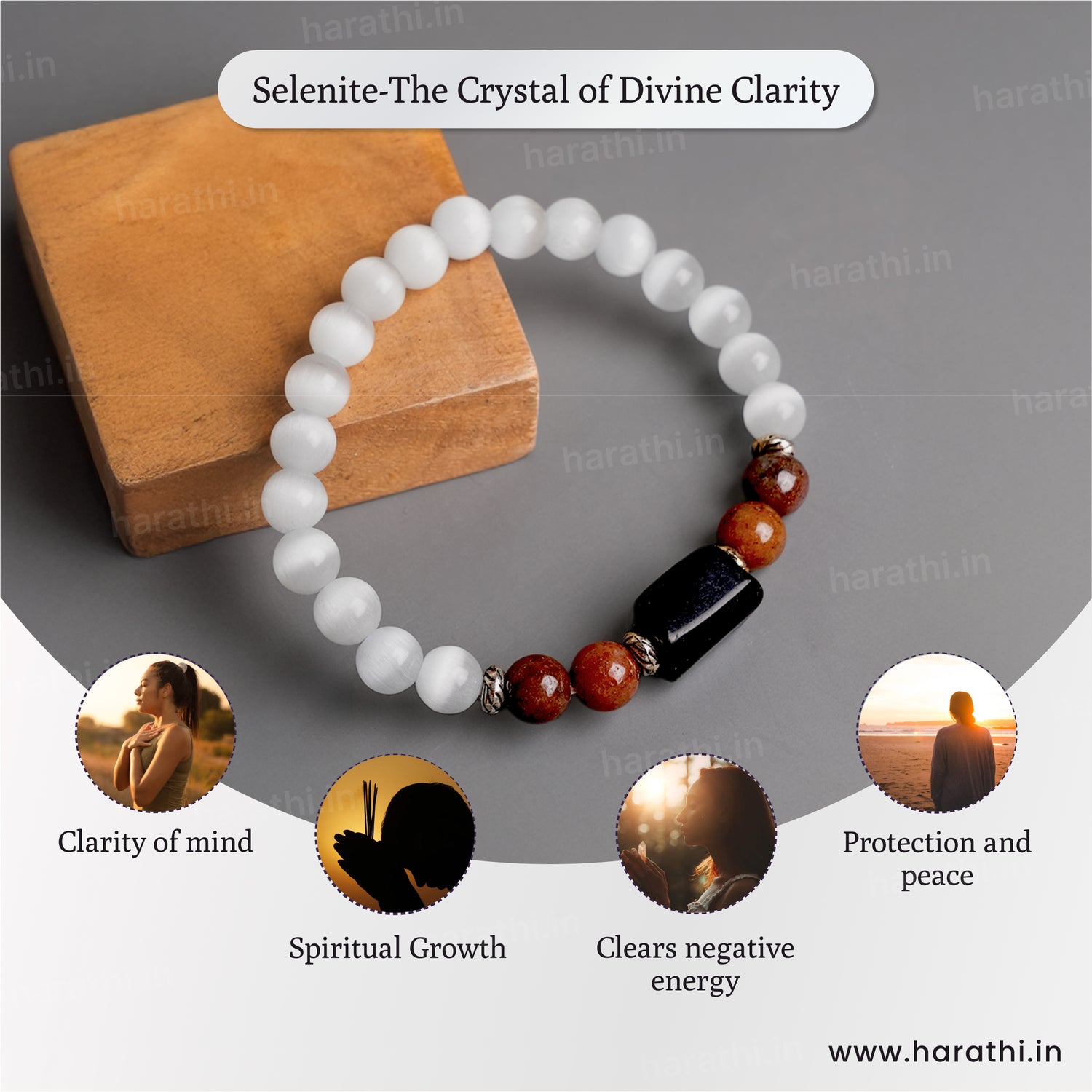 Selenite Bracelet- Taurus zodiac (Vrishabh Rashi)