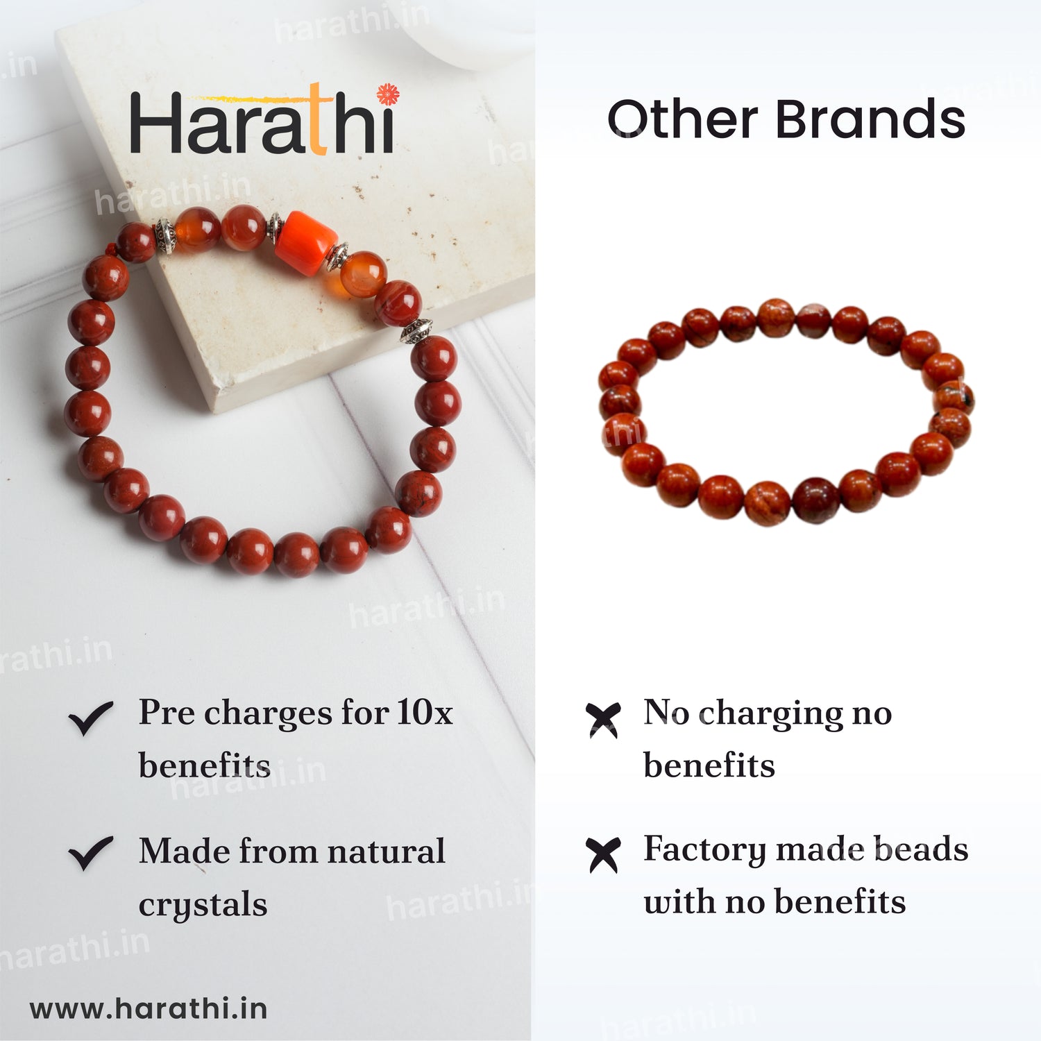 Red Jasper Bracelet- Aries Zodiac (Mesha Rashi)