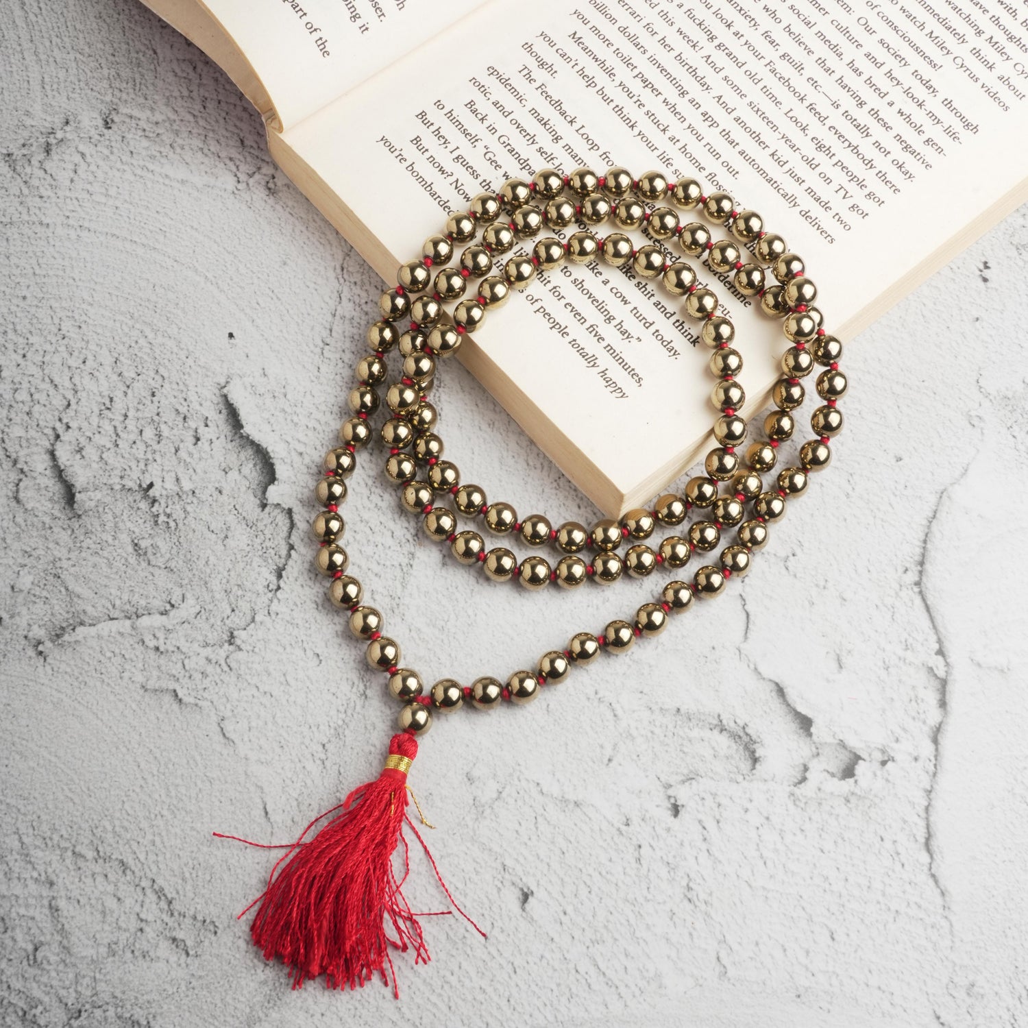 Golden Pyrite Stone - 108 Beads Mala