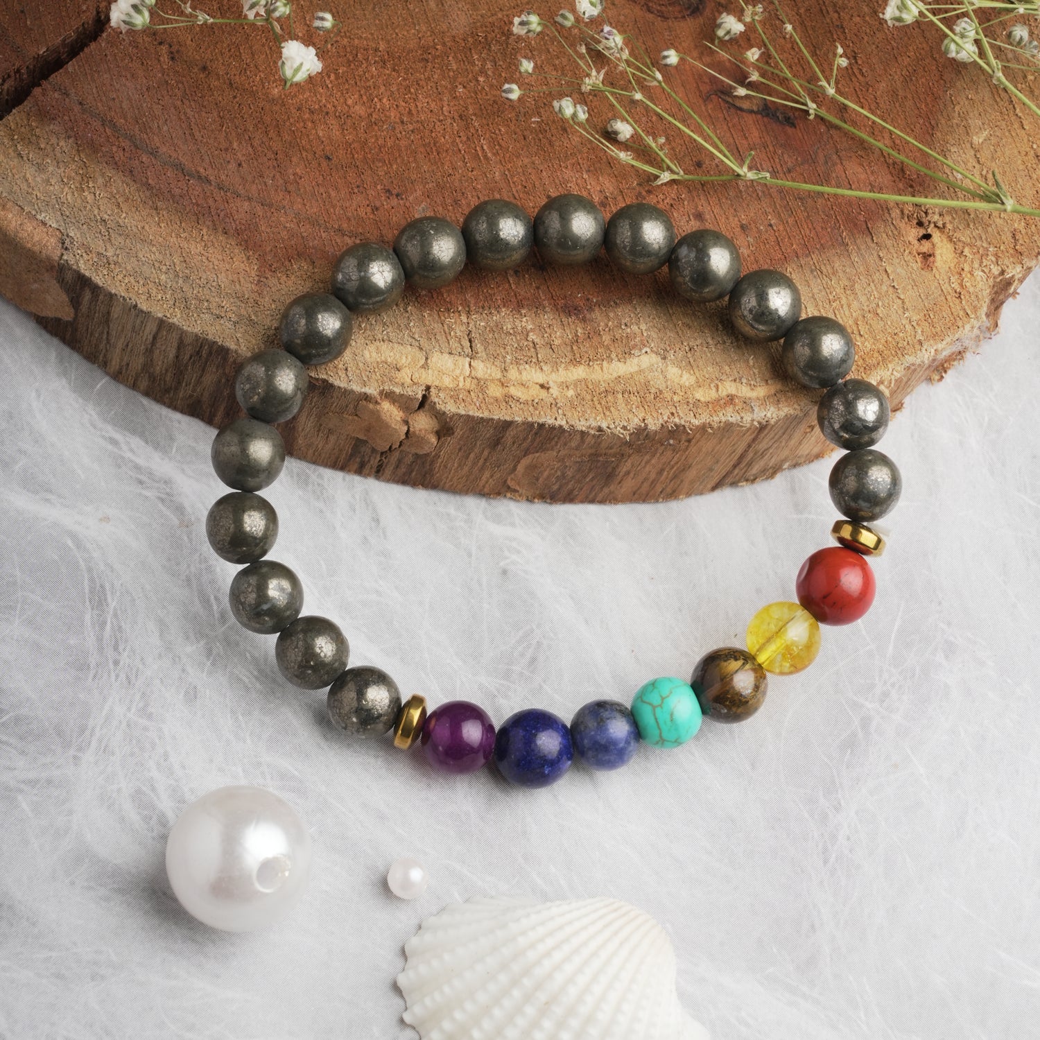 7 Chakra - Pyrite Bracelet