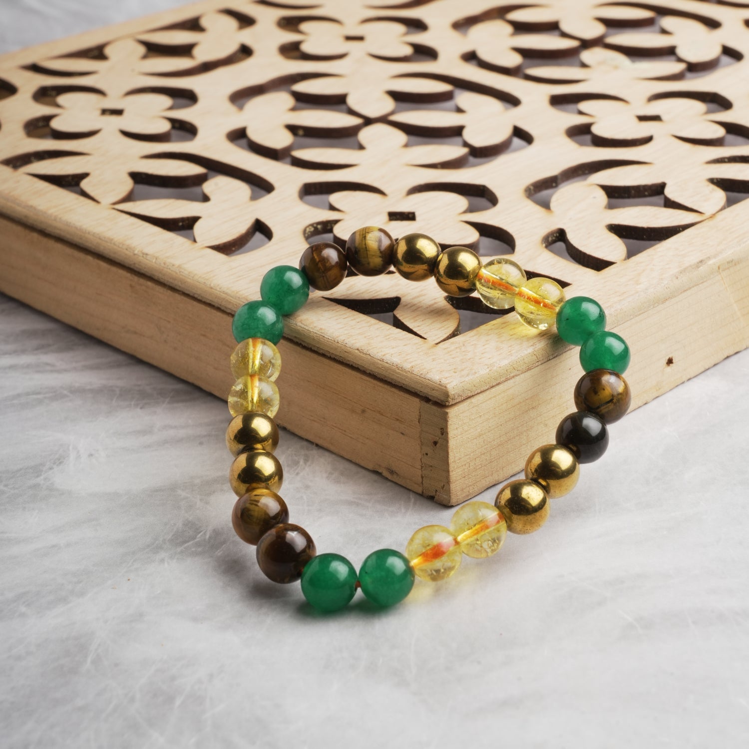 Money Magnet Fusion Band - Pyrite, Tiger Eye, Citrine & Aventurine Beads