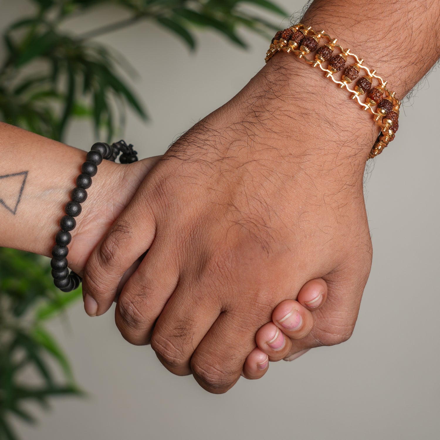 Divine Duo -Gold Plated Rudraksha & Karungali Malai Bracelet Combo