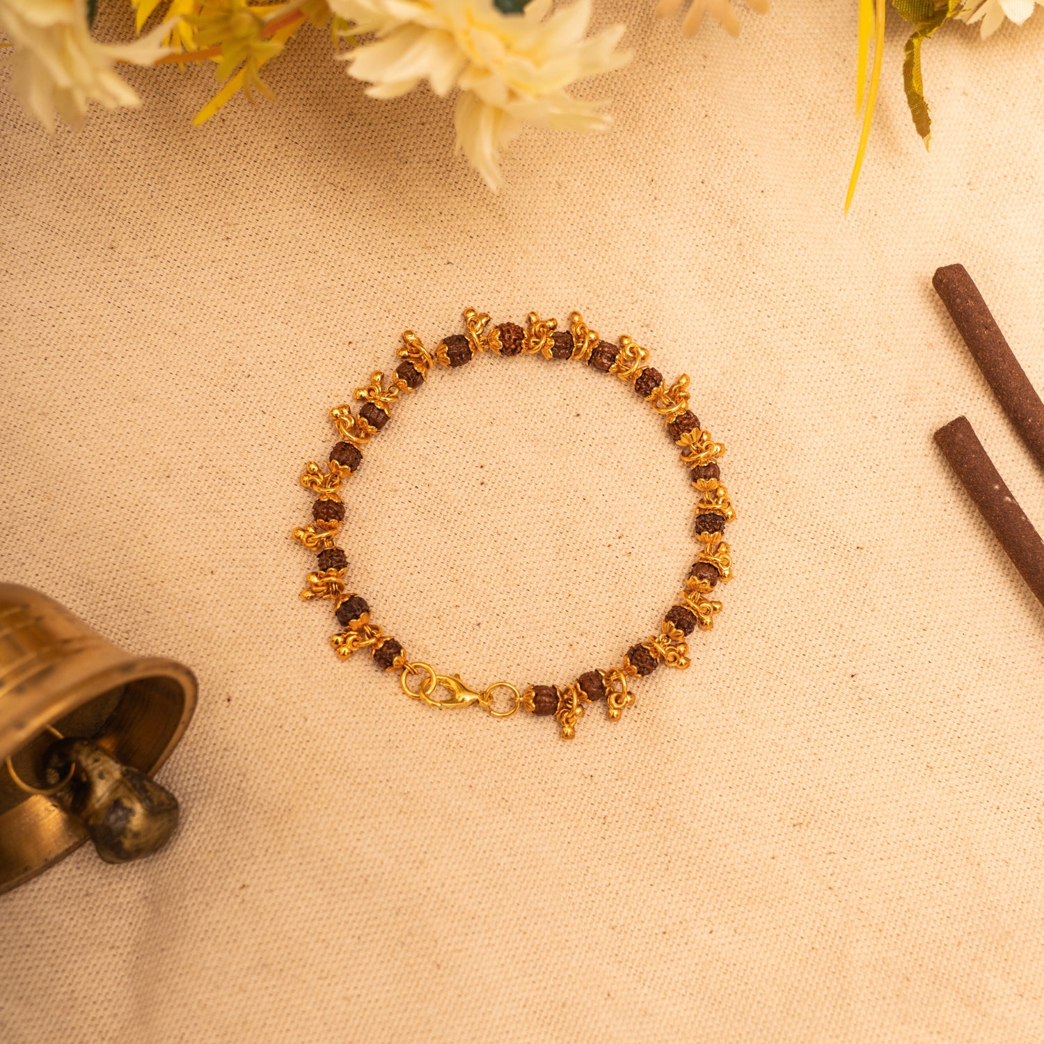 Gold Plated Rudraksha Bracelet for Women