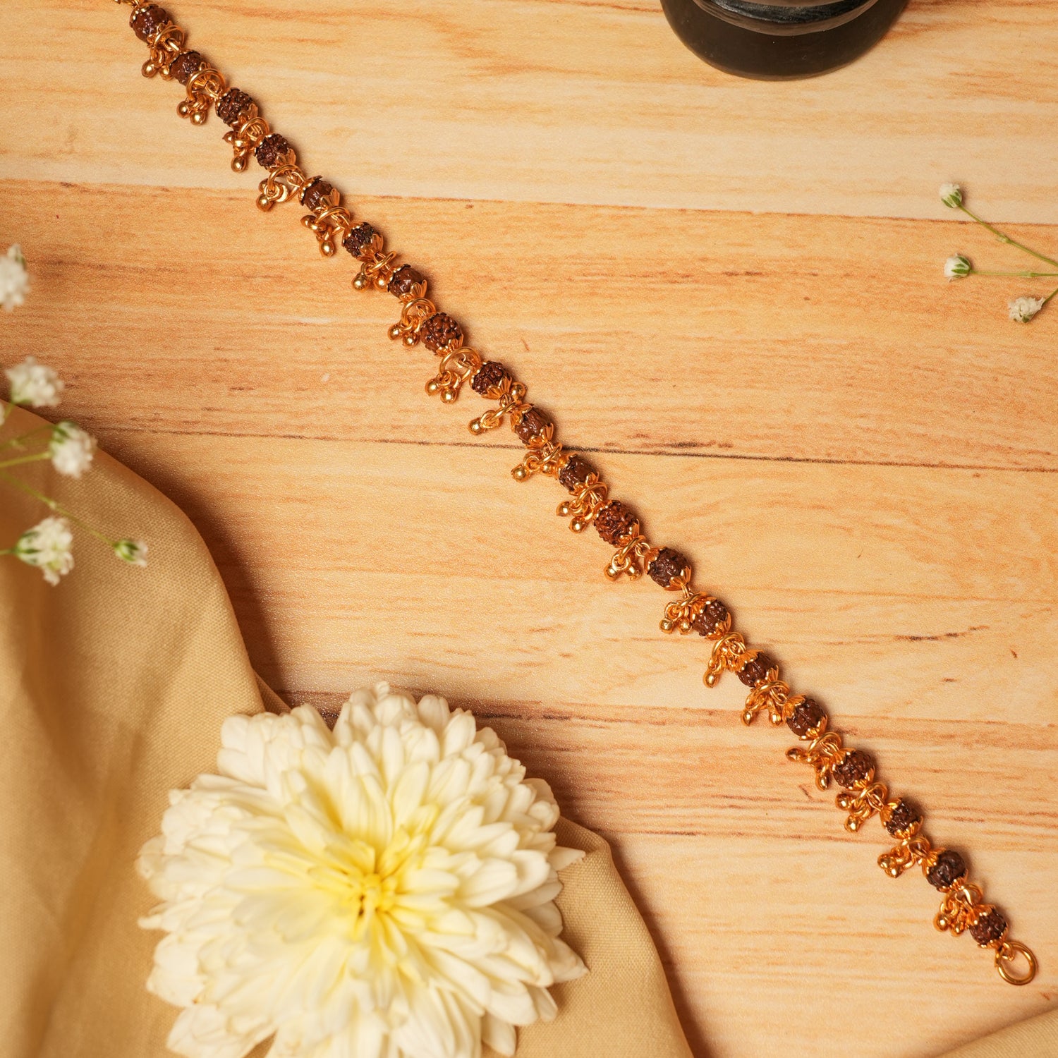 Gold Plated Rudraksha Bracelet for Women