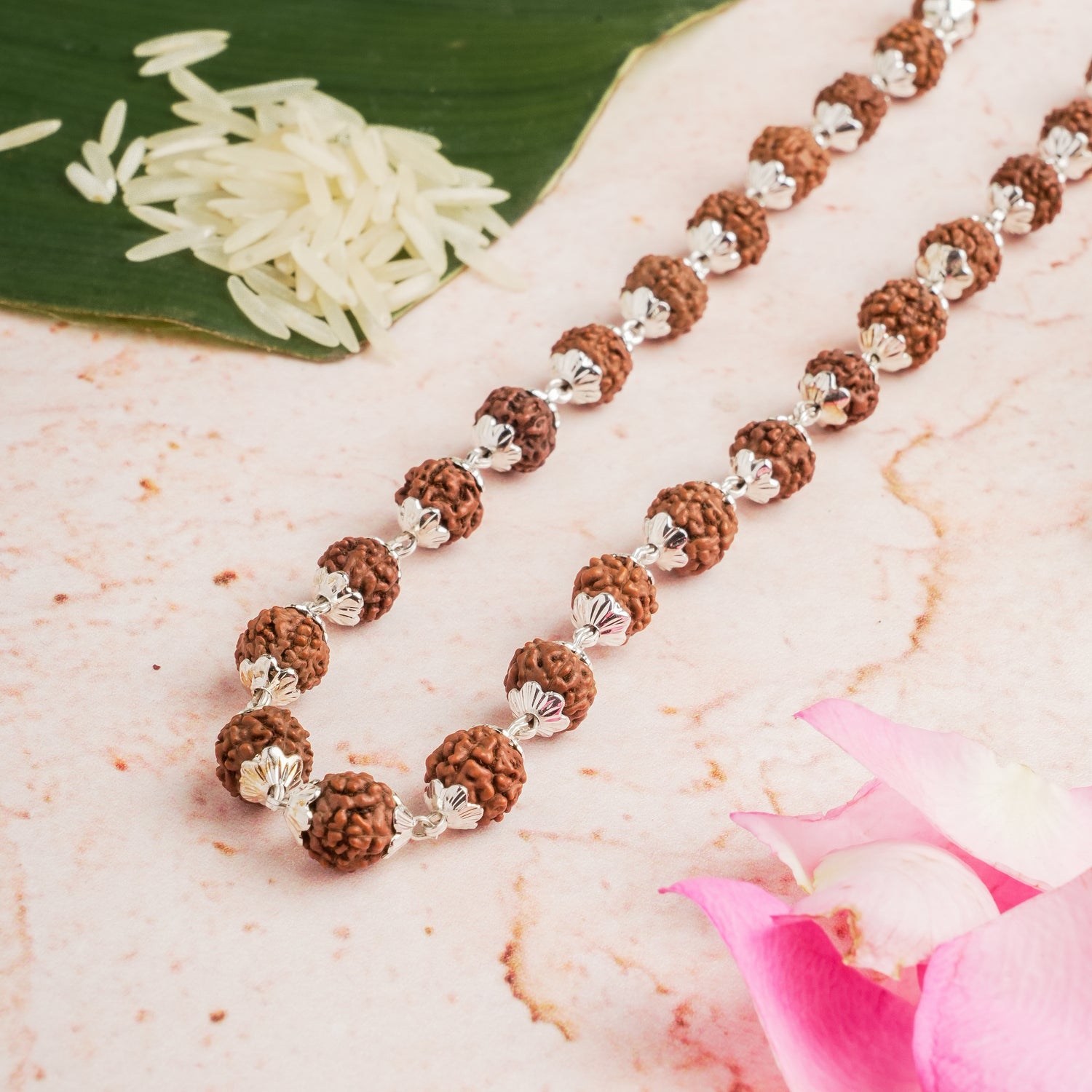 Silver Plated  Rudraksha Mala